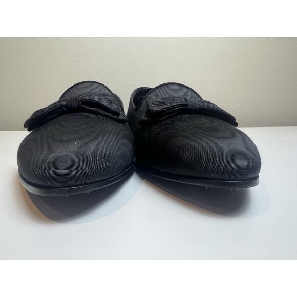 Authentic Men's Gucci Black Silk Grossgrain Bow Pointed Loafers 739937 New $890 - Picture 6 of 12